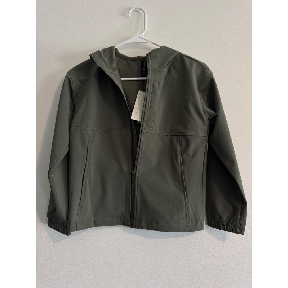 All in Motion Hooded Windbreaker Jacket Kids Size M 8 Olive Green Full Zip boys